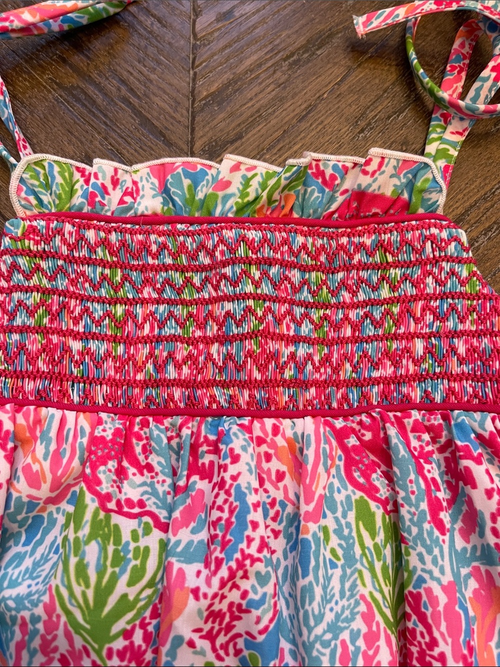 Little Bear Smocks Smocked Bubble Romper - Pink Multi - Picture 4 of 4